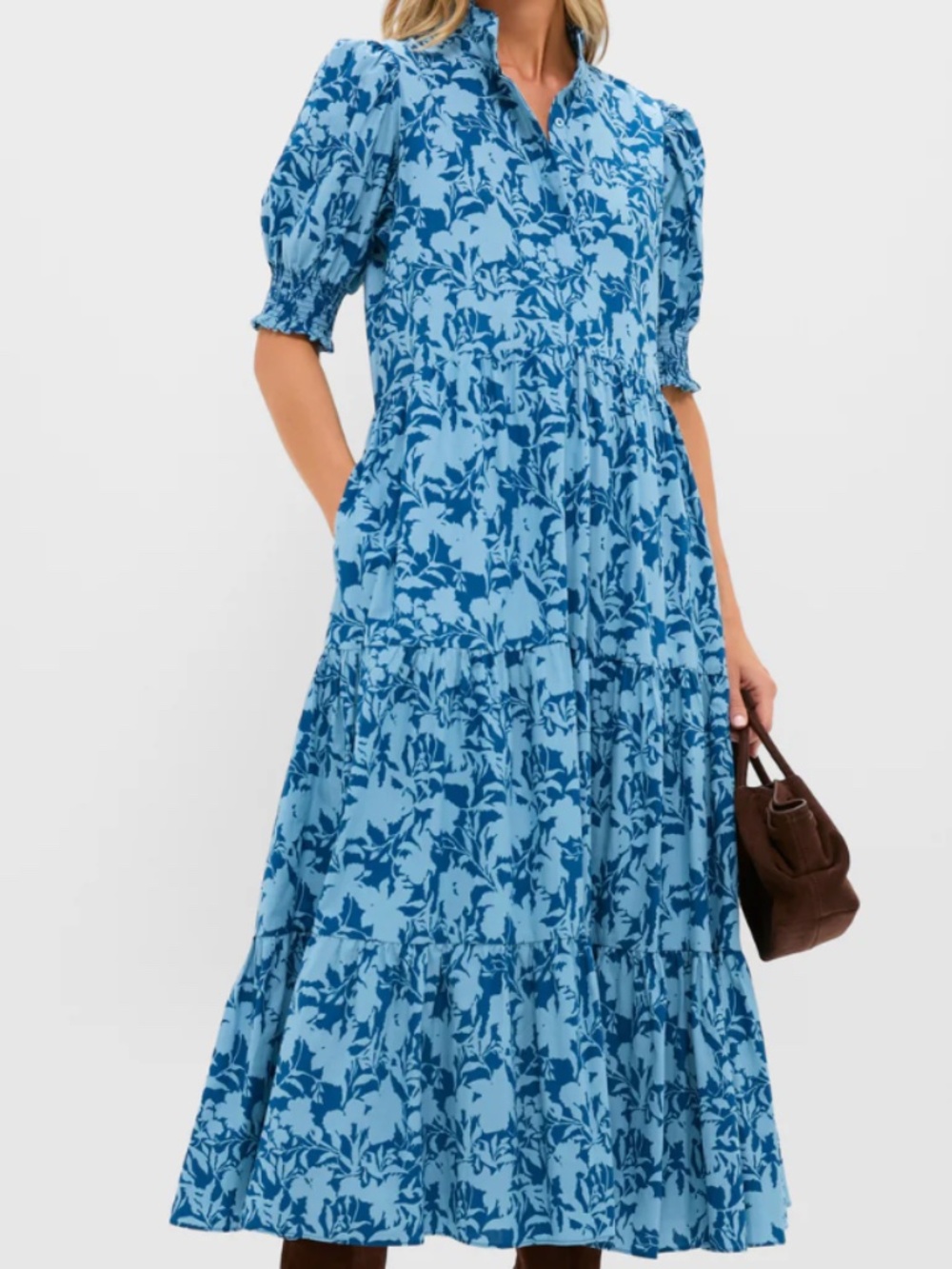 NWOT* HYACINTH HOUSE- Tuckernuck Steel Blue Floral Bennett Maxi Dress